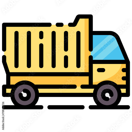 dump truck filled outline vector icon