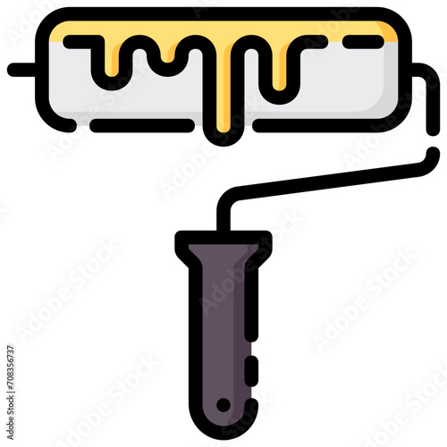 paint roller filled outline vector icon
