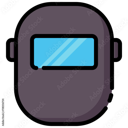 welder helmet filled outline vector icon