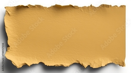 close-up Yellow Cardboard Paper Torn edgen white background . Suitable for adding a realistic touch to design projects, presentations, mockups, and advertising materials, 