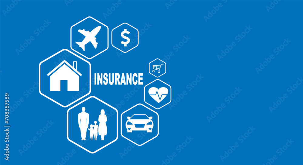 Liability insurance consisting of icons on a blue background. Business background Liability insurance consisting of icons on a blue background. Business background