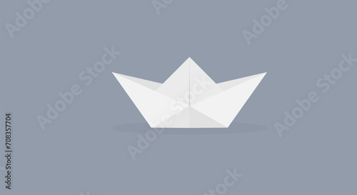 folded paper boat  Origami vector set isoleted on blue backgraund