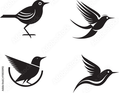 bird logo design vector flat illustration generative ai