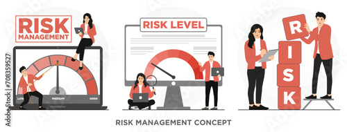 Flat vector risk management concept illustration