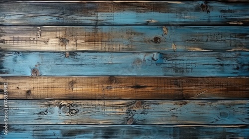 Wood plank blue texture background. Old wooden wall blue painted. Weathered wooden plank painted in blue .vintage blue wood plank
