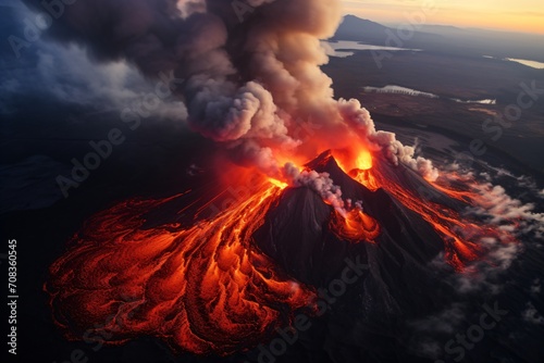 Closeup of a volcanic eruption