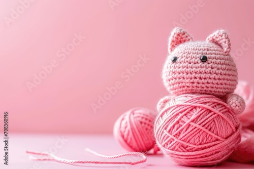 A Picture of a Crocheted Cute Cat, Ai Generated