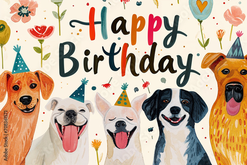 lustige Geburtstagskarte mit Hunden photo