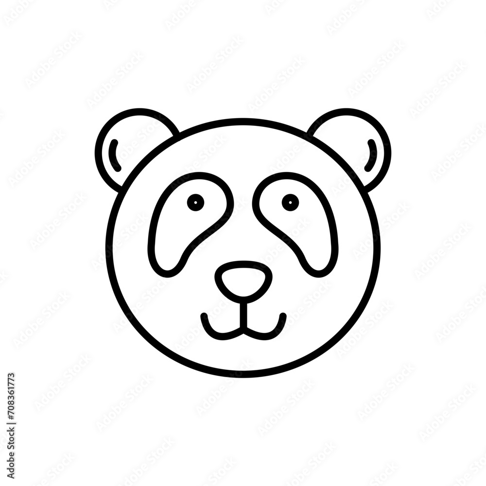 Panda outline icons, minimalist vector illustration ,simple transparent graphic element .Isolated on white background