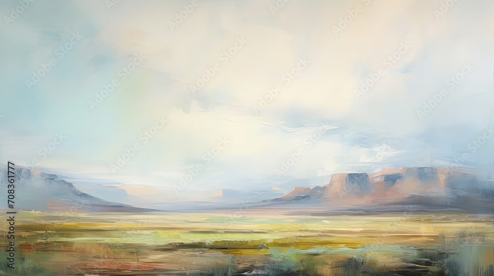 an abstract oil landscape painting with texture brush