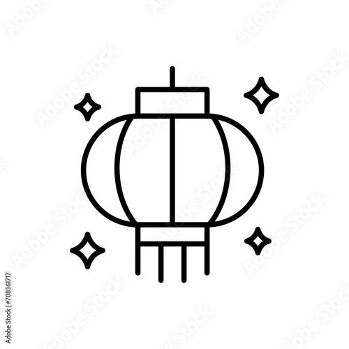 Chinese lantern outline icons, minimalist vector illustration ,simple transparent graphic element .Isolated on white background