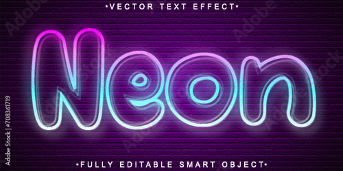 Neon Bubble Vector Fully Editable Smart Object Text Effect