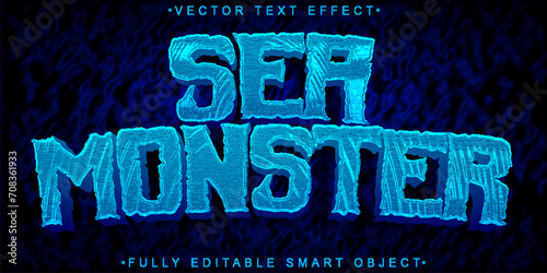 Blue Sea Monster Vector Fully Editable Smart Object Text Effect