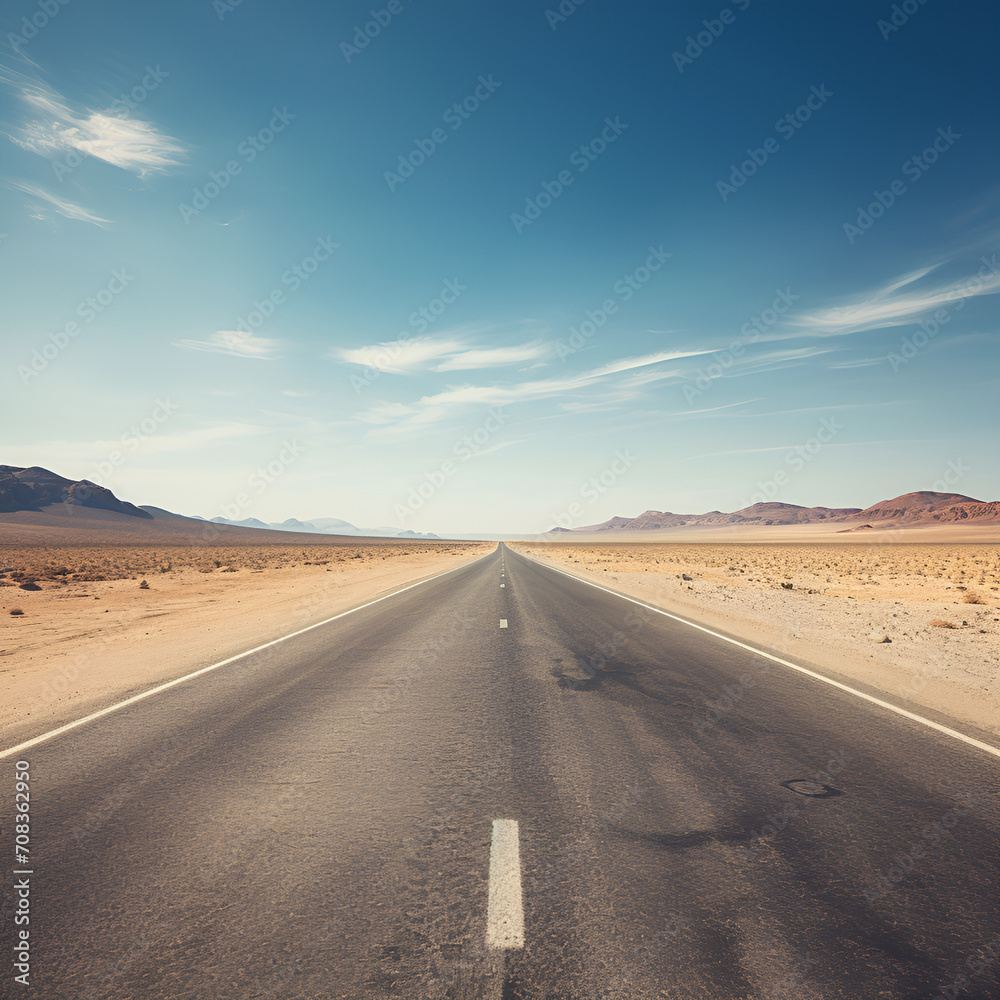 Empty asphalt road, Adventure road in desert