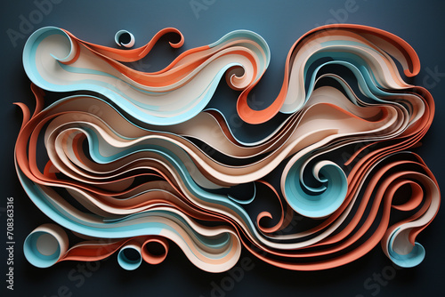 Abstract wavy shapes in colourful line curve motion graphic style