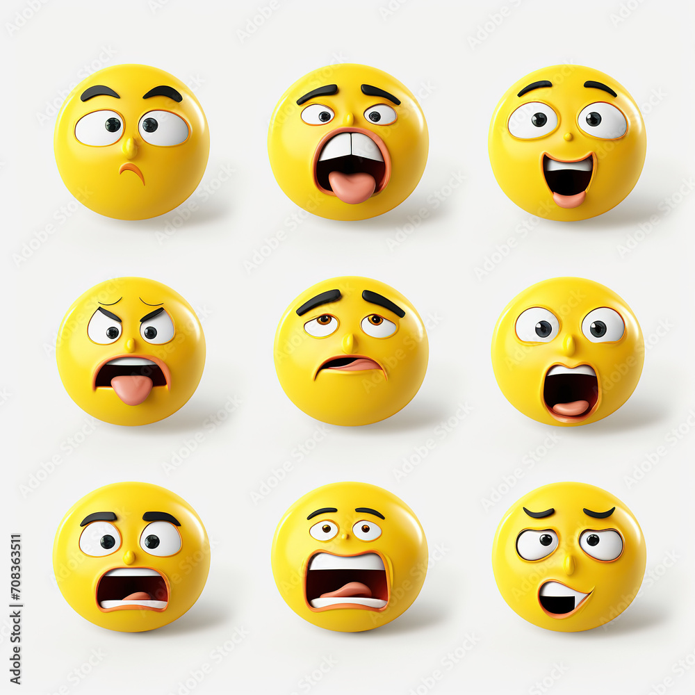 3d emoji icons on white background5 3d emoji icons on white background5