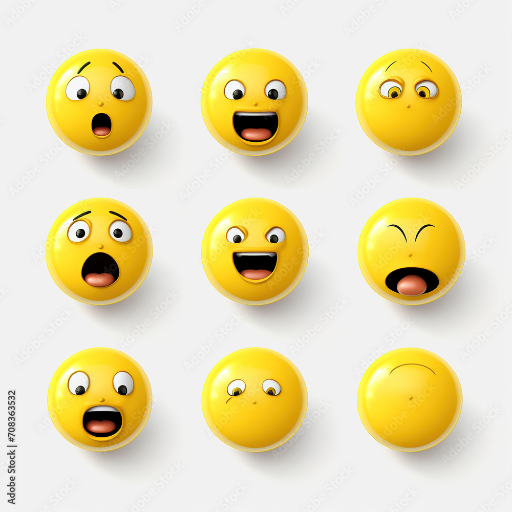 Fototapeta premium 3d emoji icons on white background5