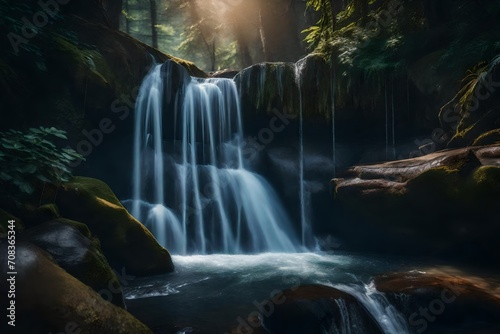 waterfall in the forest beautiful view  