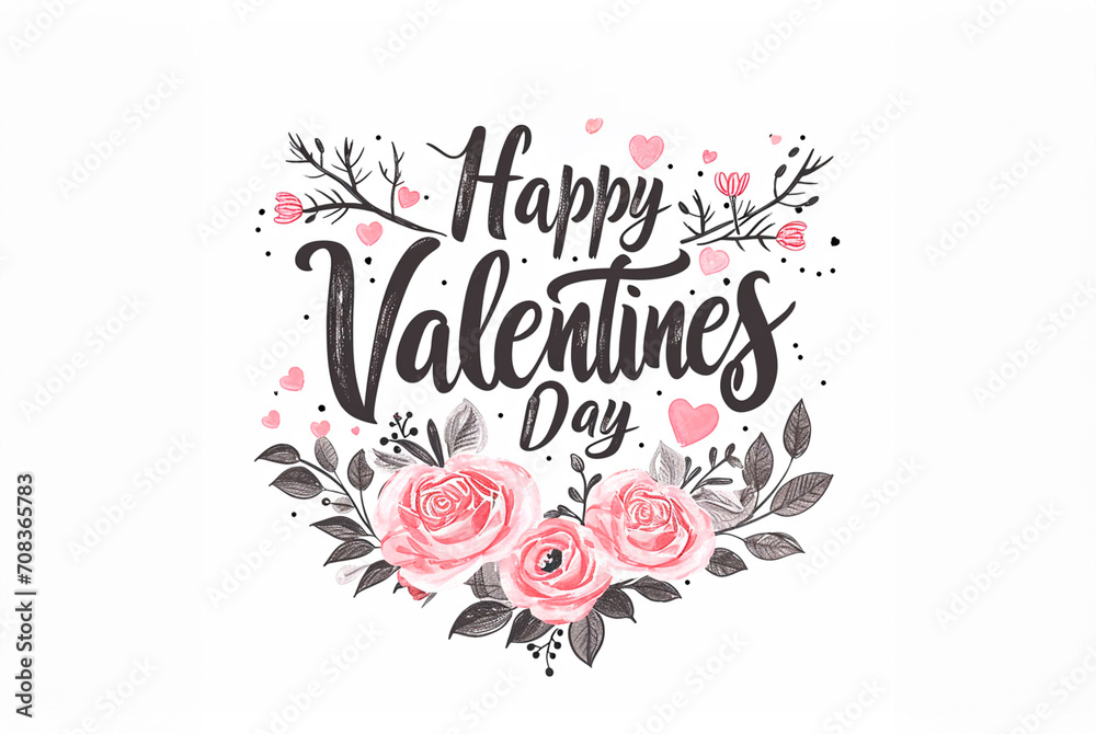 Valentines day with heart with flowers Valentines day with heart with flowers