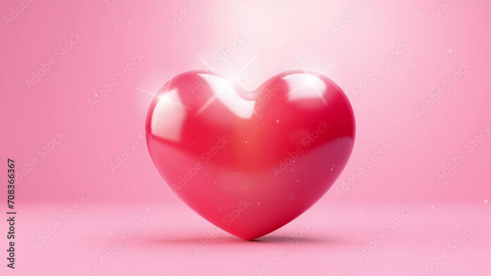 Symbol of love and valentine's 3d red heart shape isolated on red background. seamless looping overlay 4k virtual video animation background 