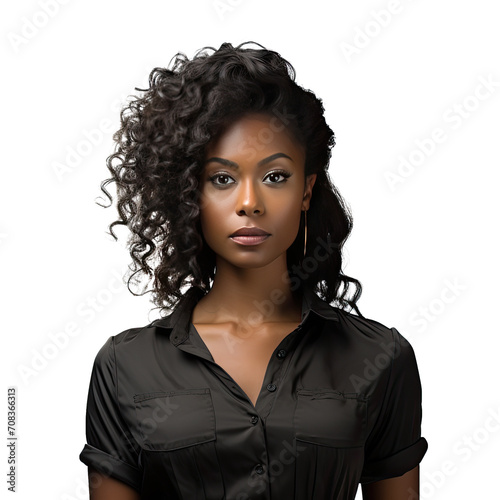 A beautiful dark-skinned girl on a transparent background. The concept of beauty of a girl with dark skin.