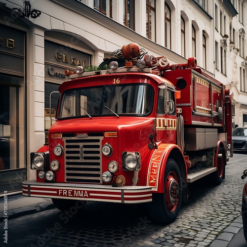 an old red fire truck on the street