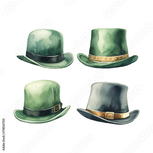 watercolor painting of cute leprechaun hat