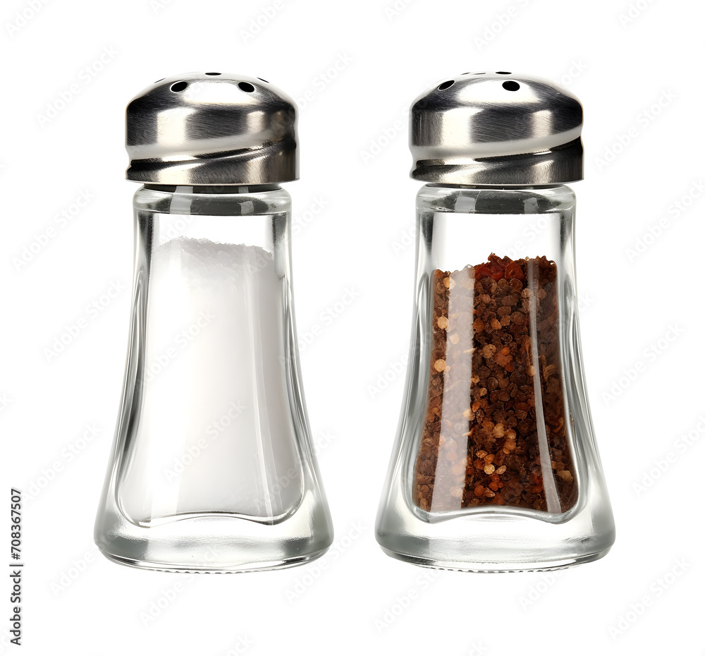 Bottles of pepper, chili powder and salt, seasonings, PNG file, isolated background. Bottles of pepper, chili powder and salt, seasonings, PNG file, isolated background.
