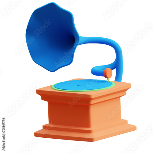 PNG 3D Gramophone icon isolated on a white background