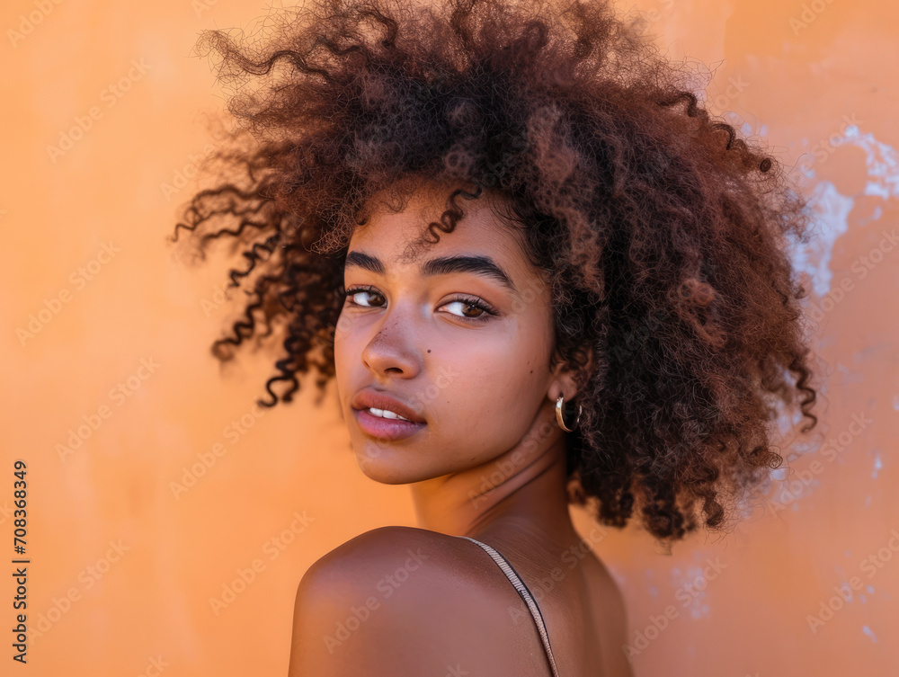 Close up of a confident young woman with a peach copyspace background for text Close up of a confident young woman with a peach copyspace background for text