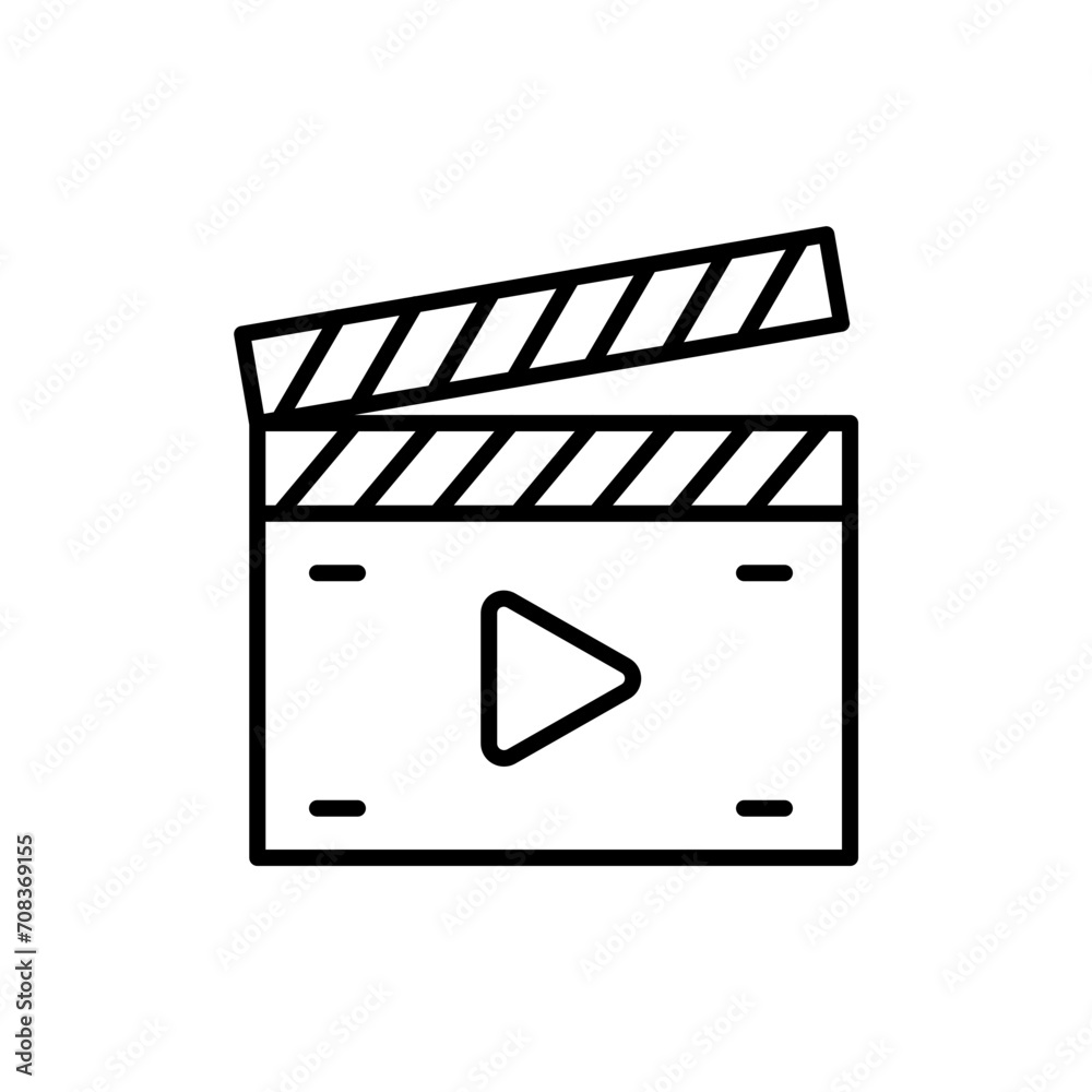 Clapperboard outline icons, minimalist vector illustration ,simple transparent graphic element .Isolated on white background