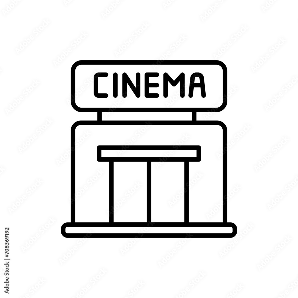 Cinema building outline icons, minimalist vector illustration ,simple transparent graphic element .Isolated on white background Cinema building outline icons, minimalist vector illustration ,simple transparent graphic element .Isolated on white background