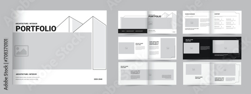 Architecture interior portfolio template, professional landscape a4 portfolio design