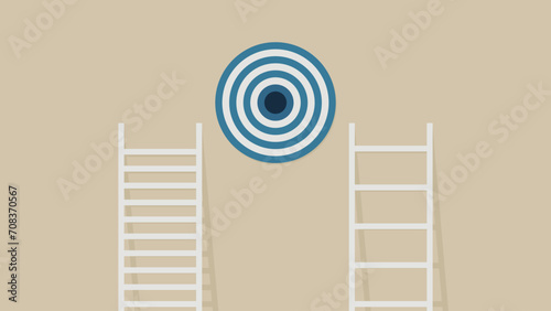 Vector illustration of two types of ladders and target.