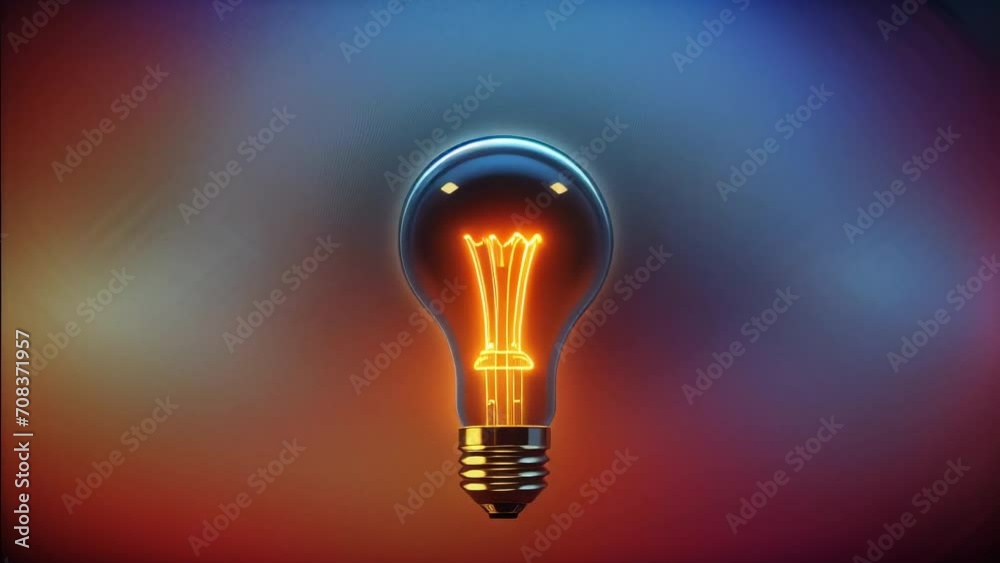 Glowing light bulb - symbol of concept, new ideas and brainstorming. Loopable background. AI generated Glowing light bulb - symbol of concept, new ideas and brainstorming. Loopable background. AI generated
