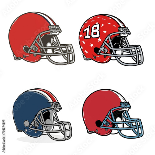 Set of Helmet Vector Design for American Football Field, Super Bowl