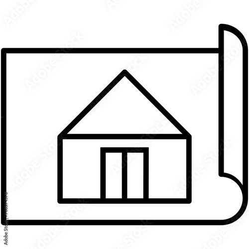 Blueprint Icon, Design Plan Interior Symbol Vector Stock Illustration, Line Icon Style Design. 