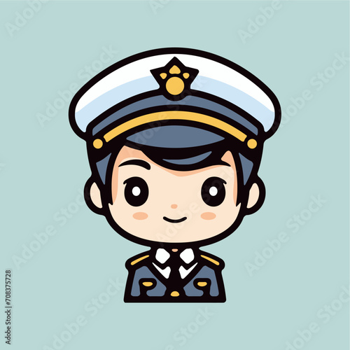 cute millitary officer icon vector illustration 