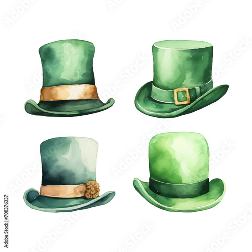 watercolor painting of cute leprechaun hat
