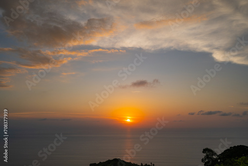 Landscape Sunset sky,Nature beautiful Light Sunset or sunrise over sea,Colorful dramatic majestic scenery sunset Sky with Amazing clouds and waves in sunset sky,Nature light cloud background