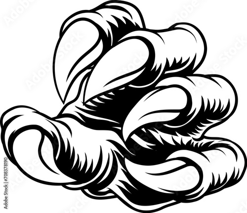 A scary claw hand belonging...