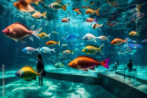 fish swimming in the aquarium