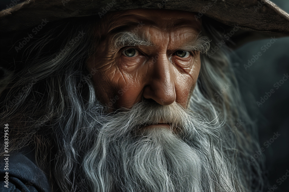 
Old man, pointed hat. sage wizard portrait. Fantasy setting