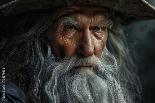  Old man, pointed hat. sage wizard portrait. Fantasy setting