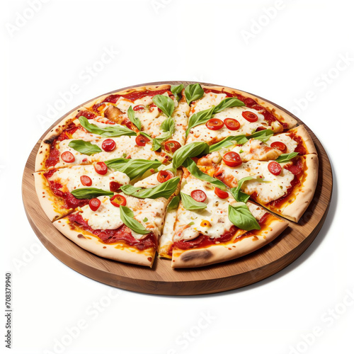 photo delicious pizza isolated in white background