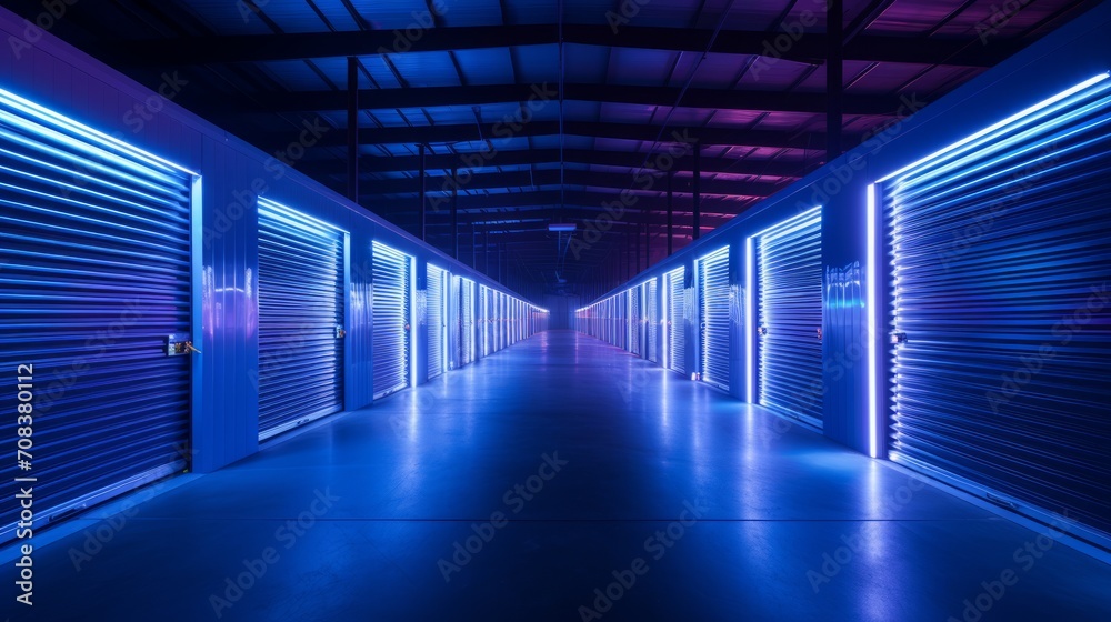 Self-Storage Corridor blue View Generative AI Self-Storage Corridor blue View Generative AI