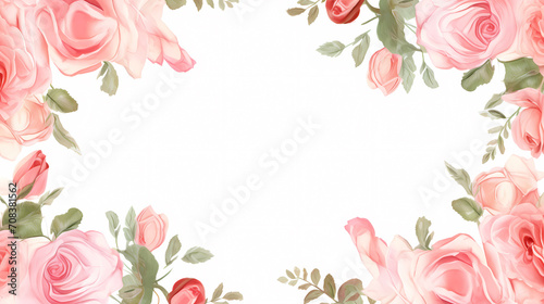 Pink rose flower composition background, decorative flower background pattern, floral border background
