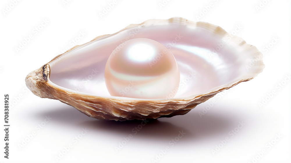 luxury single white natural oyster pearl with nacre mother of pearl outer on white background luxury single white natural oyster pearl with nacre mother of pearl outer on white background