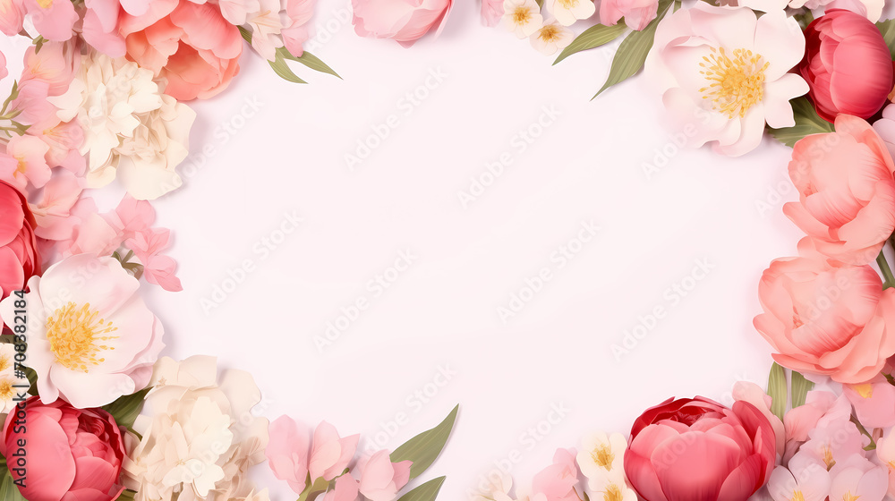 Pink rose flower composition background, decorative flower background pattern, floral border background