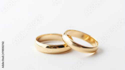 simple design wedding rings on wedding card on a white background